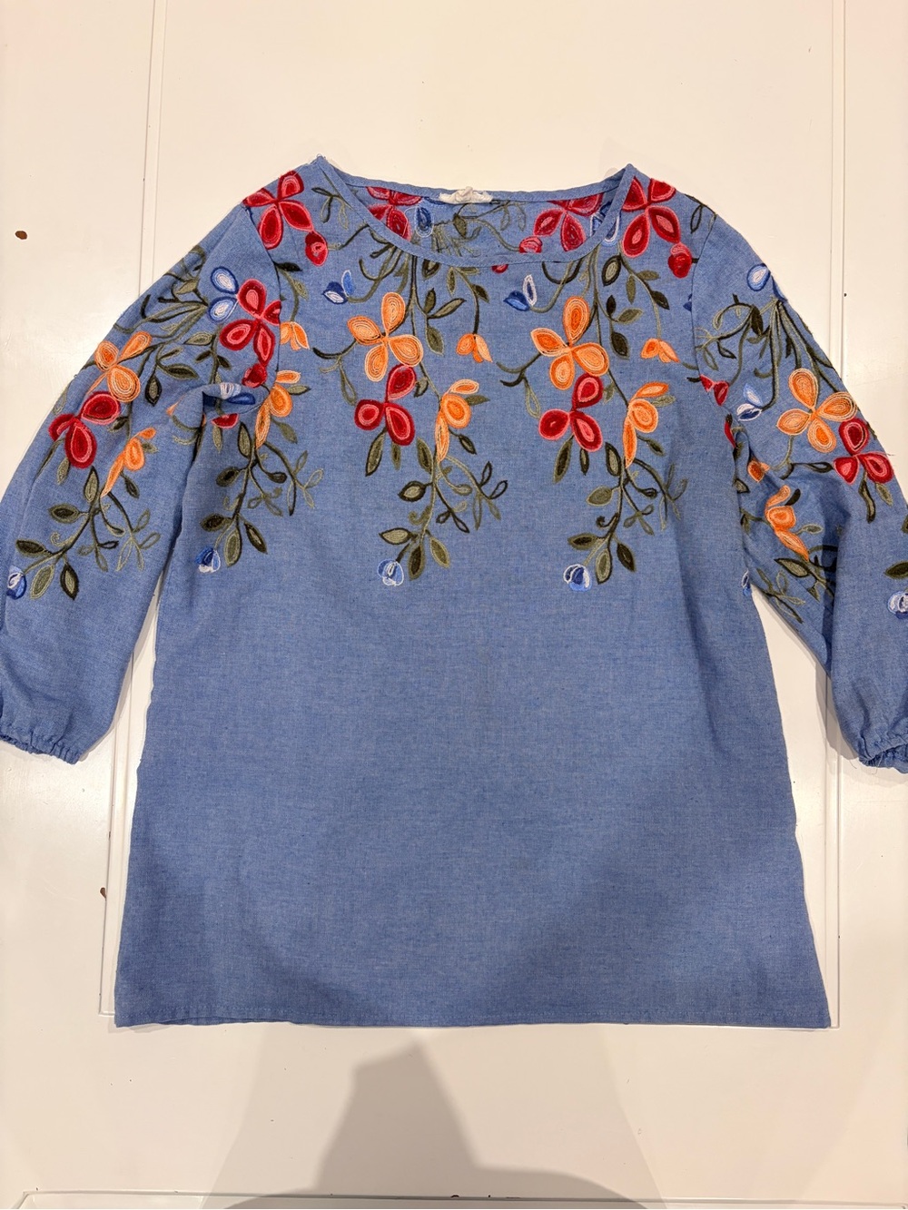 Anthropologie Kindred Floral Embroidered Tunic Boho Top – Size Small